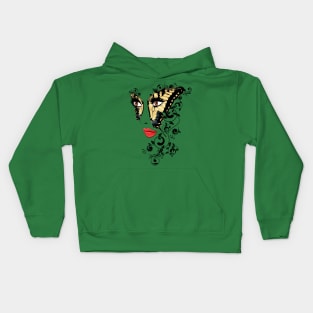 Summer Girl with Floral Butterfly mask Kids Hoodie